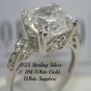 Sterling Silver & 18k White Gold, 5.94ctw White Sa